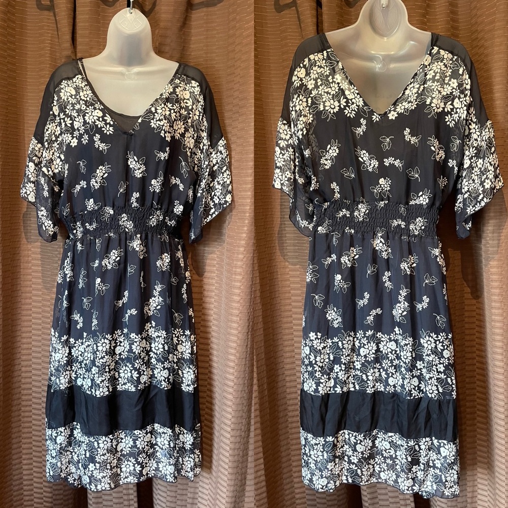 Pure Silk Floral Print Dolman Dress
